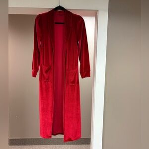 Long Red Duster Jacket / Cardigan Size Medium